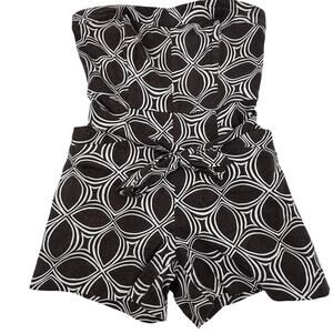 NWT Banana Republic Romper Women's Size 8 Brown & White Strapless Shorts Jumper